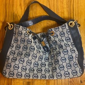 MICHAEL KORS / MK Navy blue & white monogram handbag